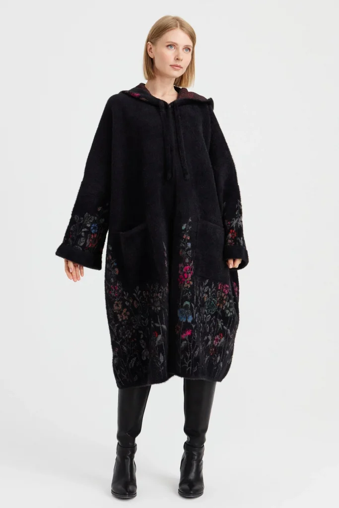 DESEN Triko Kırçiçeği Desenli Afrodit Panço 23065