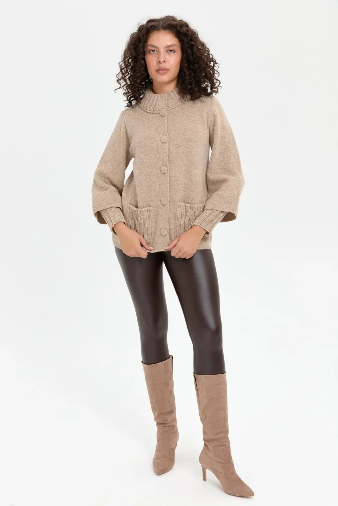 DESEN TRİKO Dik Yaka Truvakar Kol Kısa Yün 24046