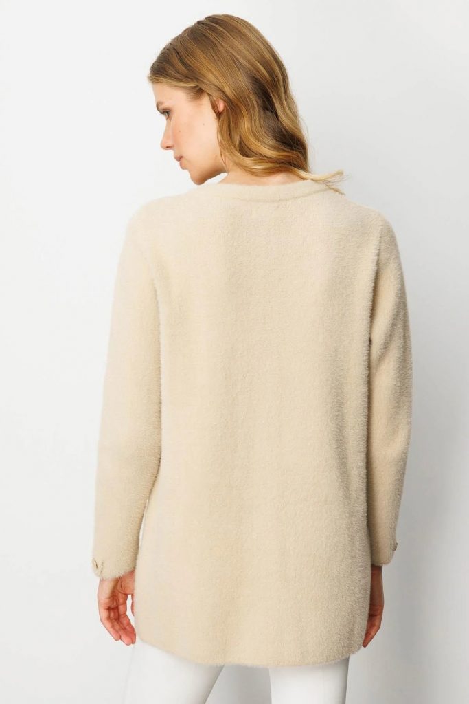 DESEN TRİKO Sıfır Yaka Metal Düğmeli Araboy Afrodit Triko 25007 - BEJ