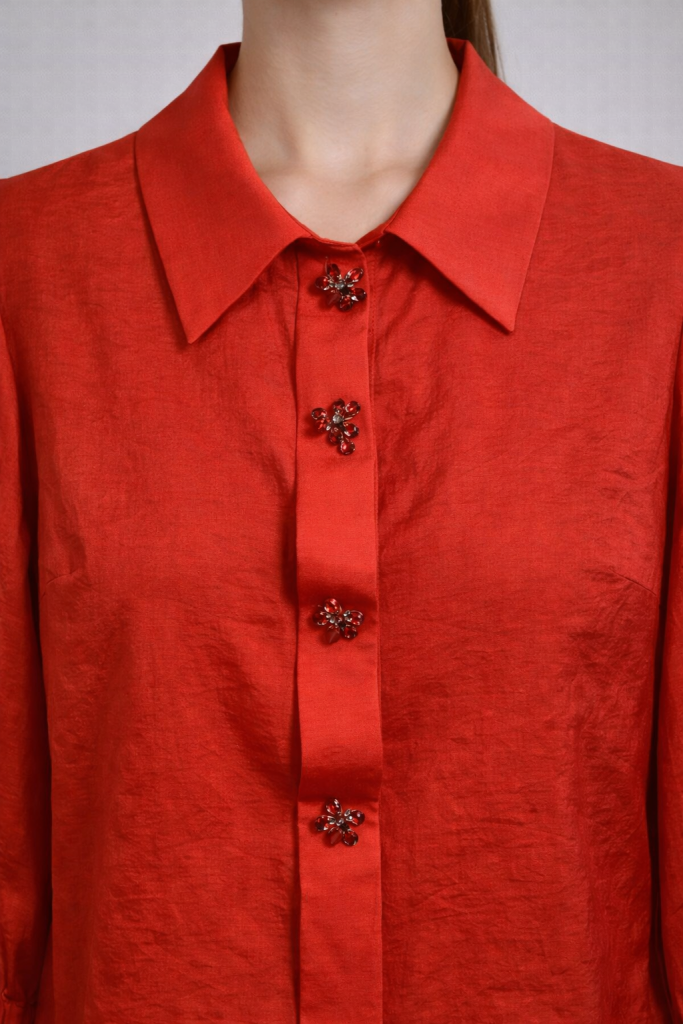 DOSSO DOSSİ Süs Düğmeli Gömlek 3755 - mercan