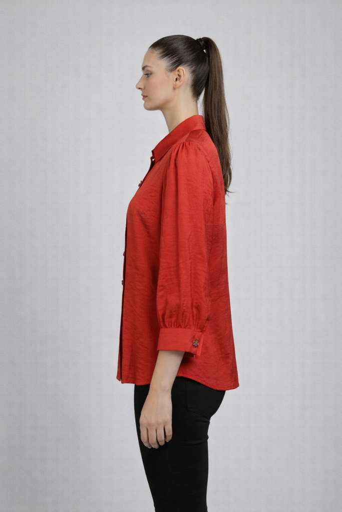 DOSSO DOSSİ Süs Düğmeli Gömlek 3755 - mercan