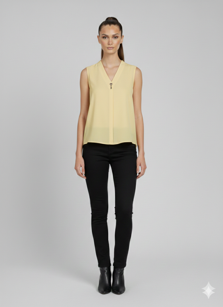 DOSSODOSSİ VANGELİZA Sıfır Kol Bluz 44630 - SARI