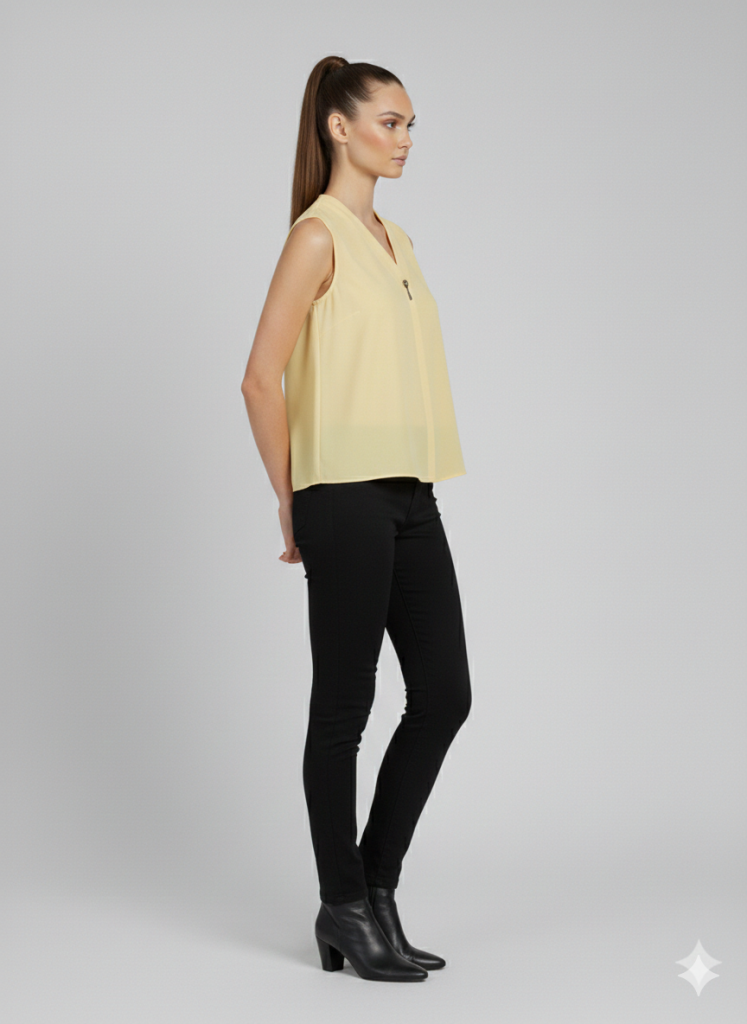 DOSSODOSSİ VANGELİZA Sıfır Kol Bluz 44630 - SARI