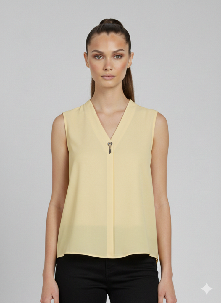 DOSSODOSSİ VANGELİZA Sıfır Kol Bluz 44630 - SARI