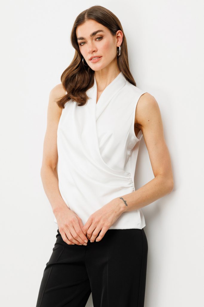 EKOL Kolsuz Saten Bluz 3012 - EKRU