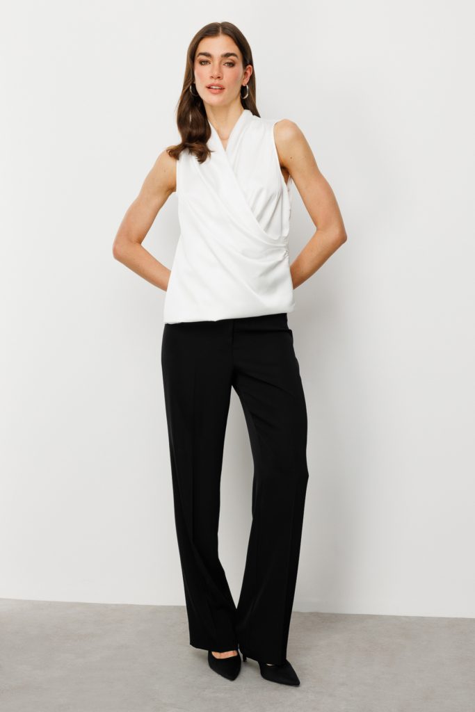 EKOL Kolsuz Saten Bluz 3012 - EKRU