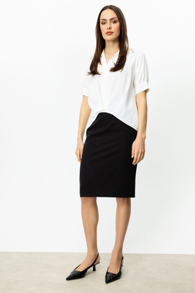 EKOL Yakası Taş Detaylı Kolsuz Bluz 3042 - EKRU