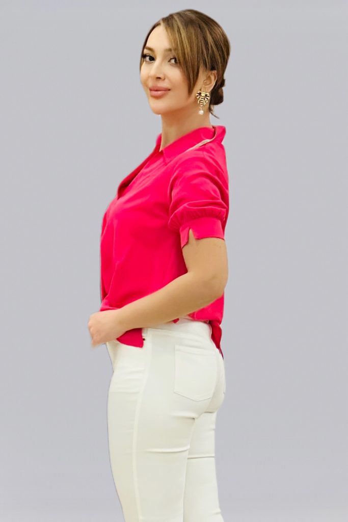 EKOL Yakası Taş Detaylı Kolsuz Bluz 3042 - pembe