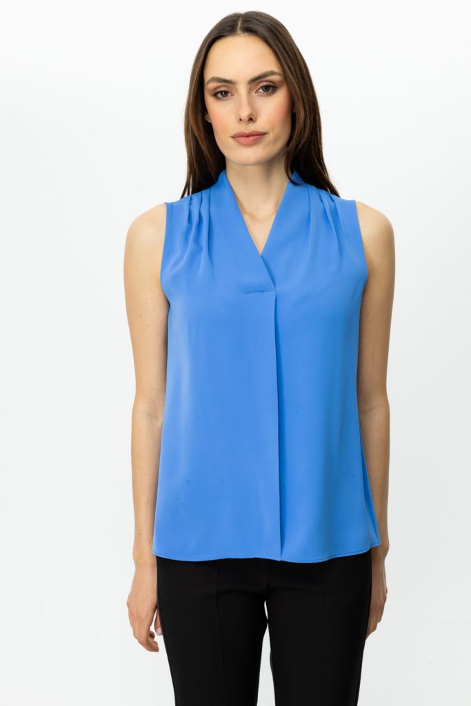 EKOL Omzu Drapeli Kolsuz Bluz  3062 - MAVİ