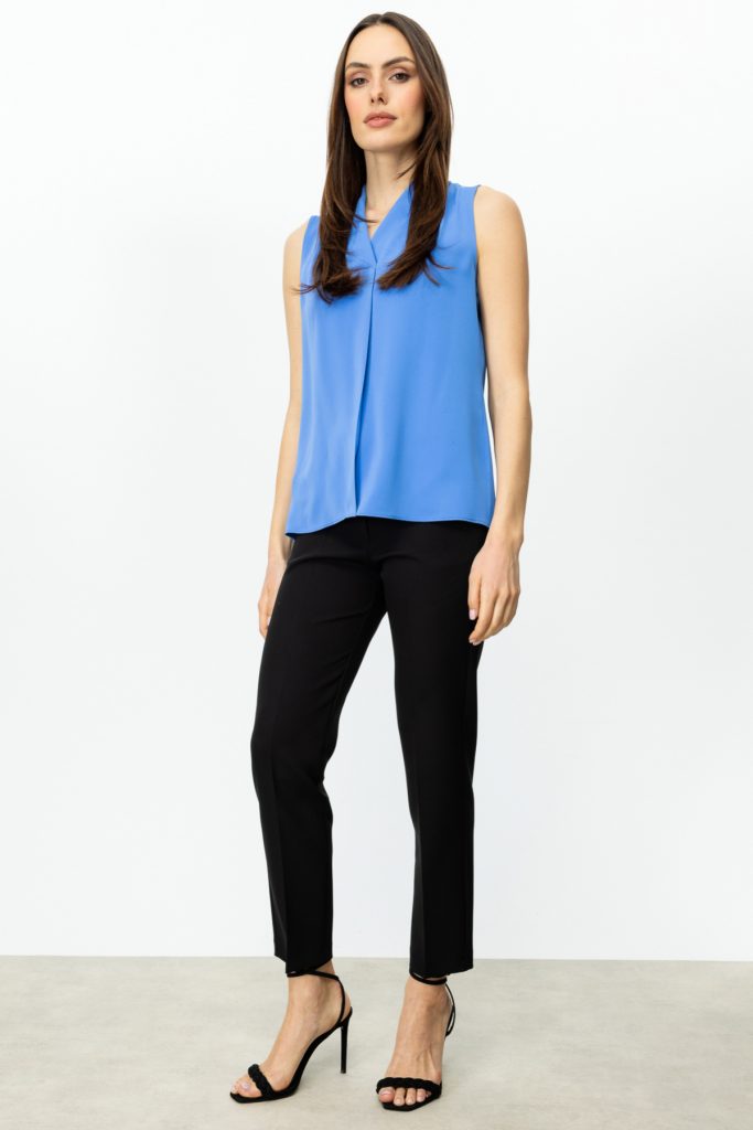 EKOL Omzu Drapeli Kolsuz Bluz  3062 - MAVİ