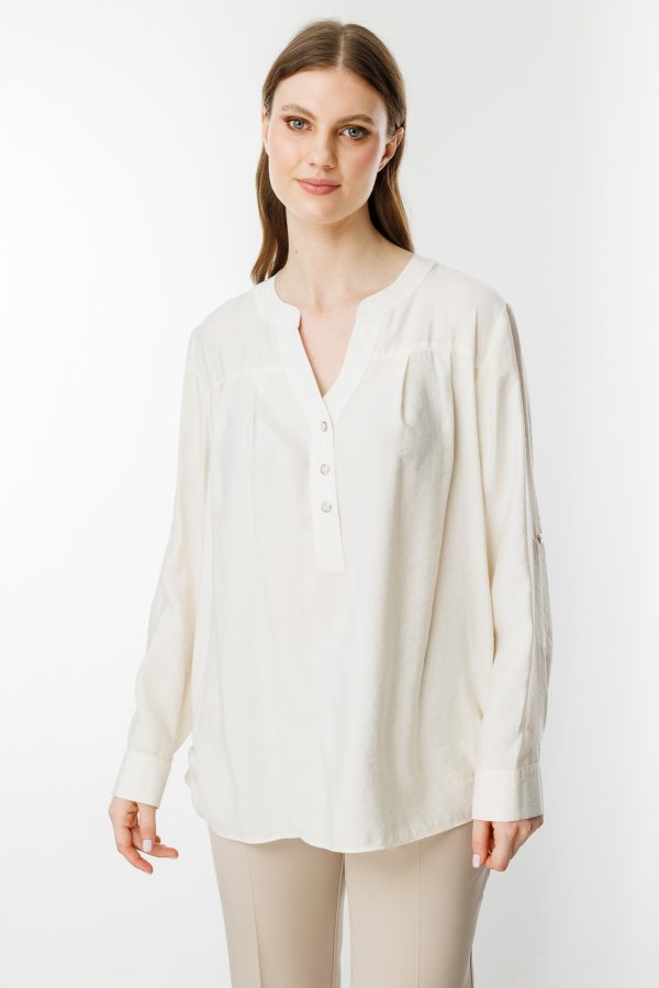 EKOL  Önü Düğmeli Hakim Yaka Bluz 3518 B.B