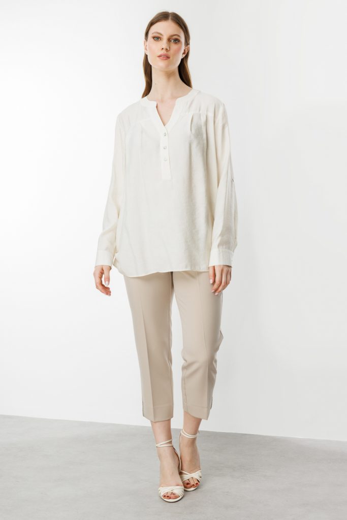 EKOL  Önü Düğmeli Hakim Yaka Bluz 3518 B.B