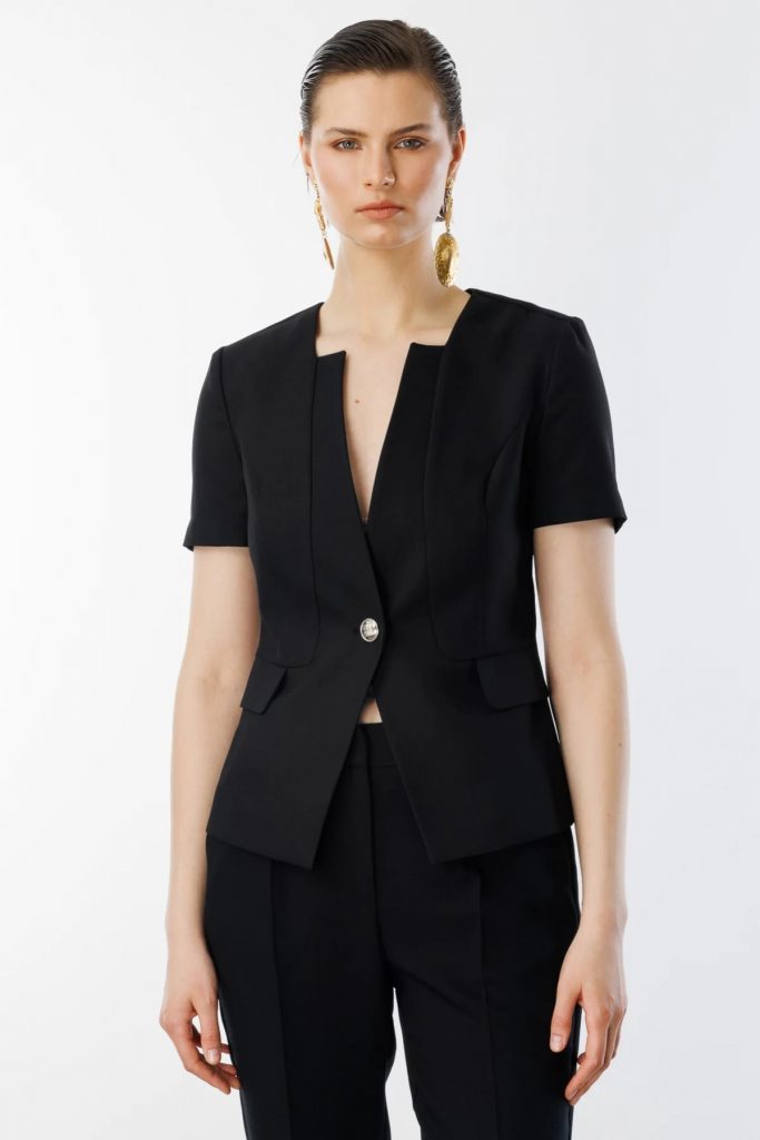 EKOL Tek Düğme Spor Dikişli Ceket 4126 - Siyah