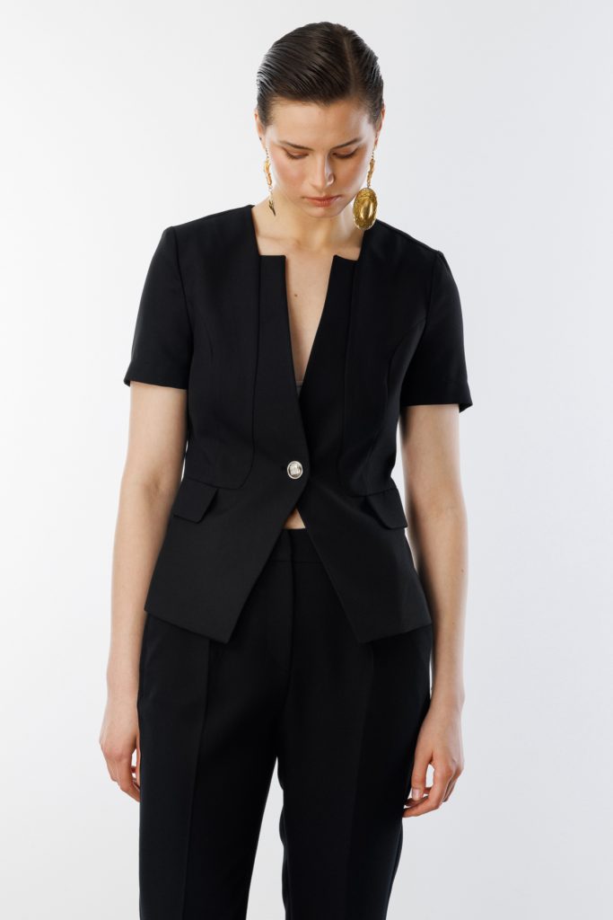 EKOL Tek Düğme Spor Dikişli Ceket 4126 - Siyah