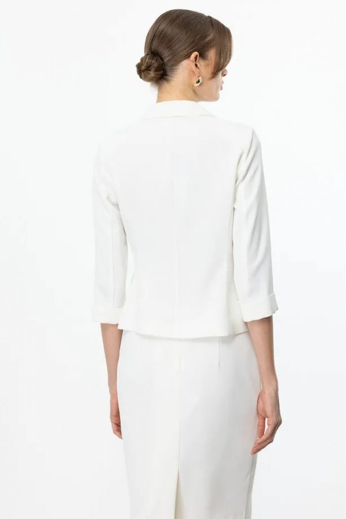 EKOL Kruvaze Yaka Duble Kol Ceket 4240 - EKRU