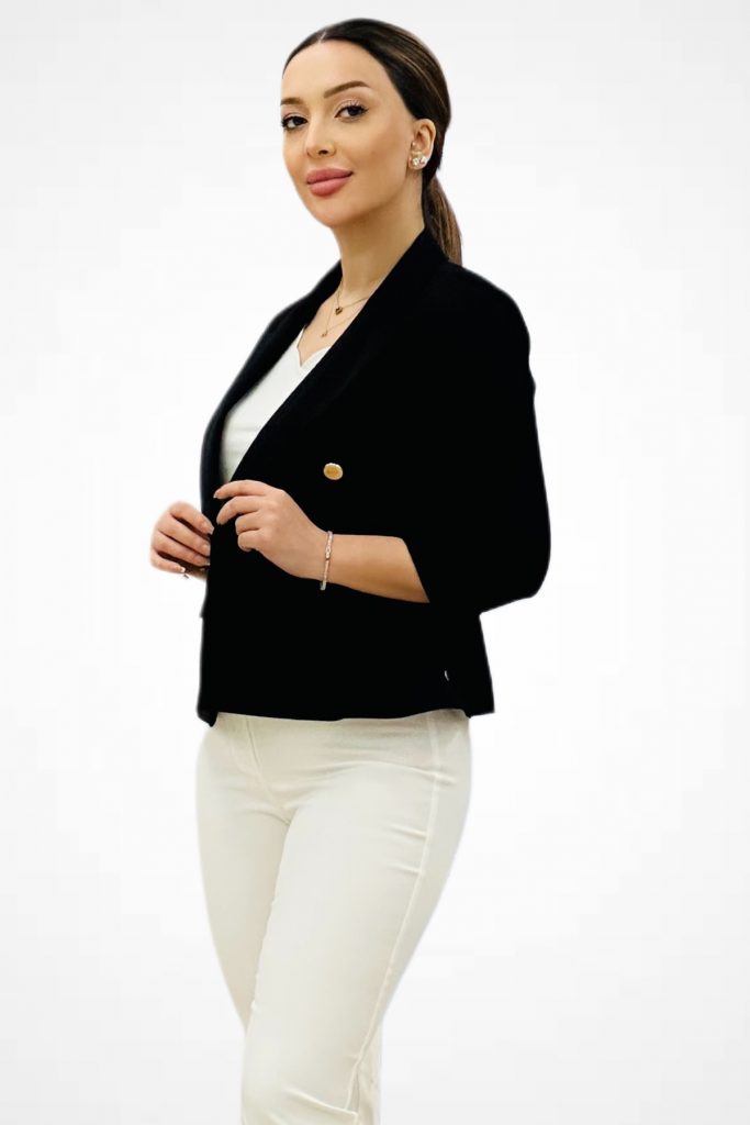 EKOL Kruvaze Yaka Duble Kol Ceket 4240 - Siyah