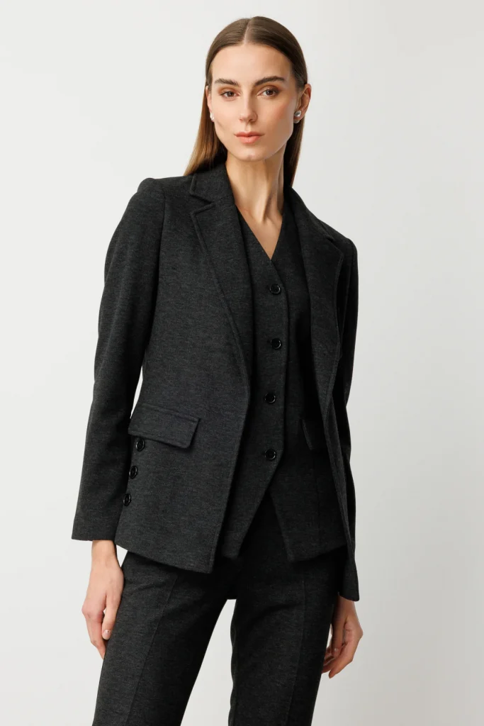 EKOL Süs Cepli Düğme Detaylı Ceket 5191 - Siyah