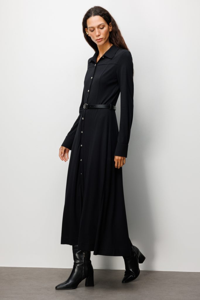 EKOL Beli Kemerli Maxi Elbise 4029 - Siyah