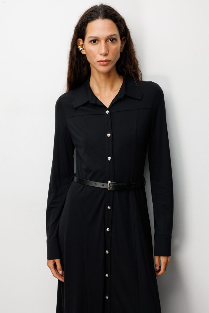 EKOL Beli Kemerli Maxi Elbise 4029 - Siyah