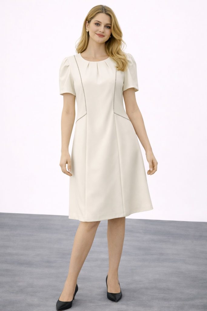 EKOL Taş Şerit İşkeme Detaylı Elbise 4052