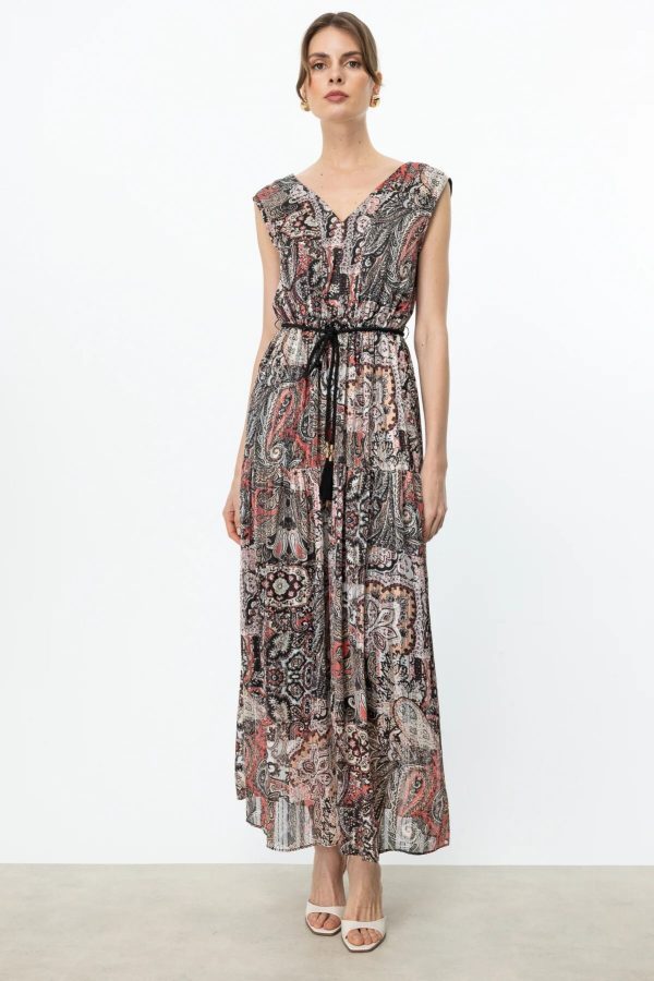 EKOL Kuşaklı Maxi Boy Elbise 5168