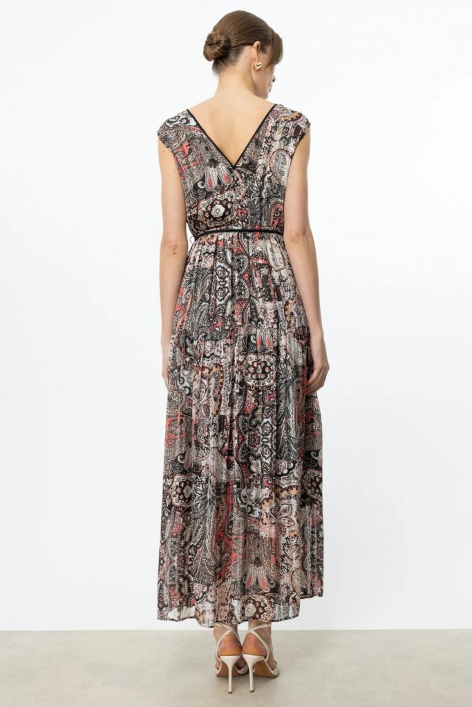 EKOL Kuşaklı Maxi Boy Elbise 5168 - Siyah