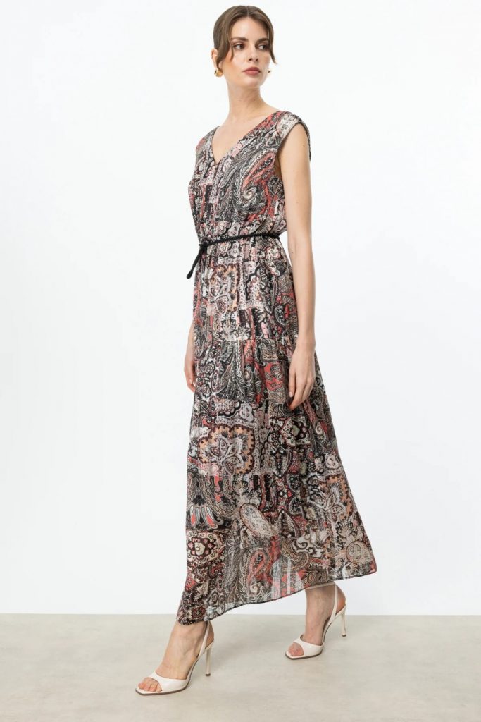 EKOL Kuşaklı Maxi Boy Elbise 5168 - Siyah