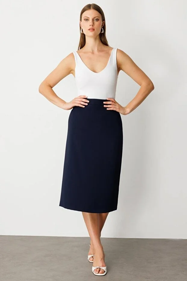 EKOL Büyük Beden Etek 1008 - Lacivert