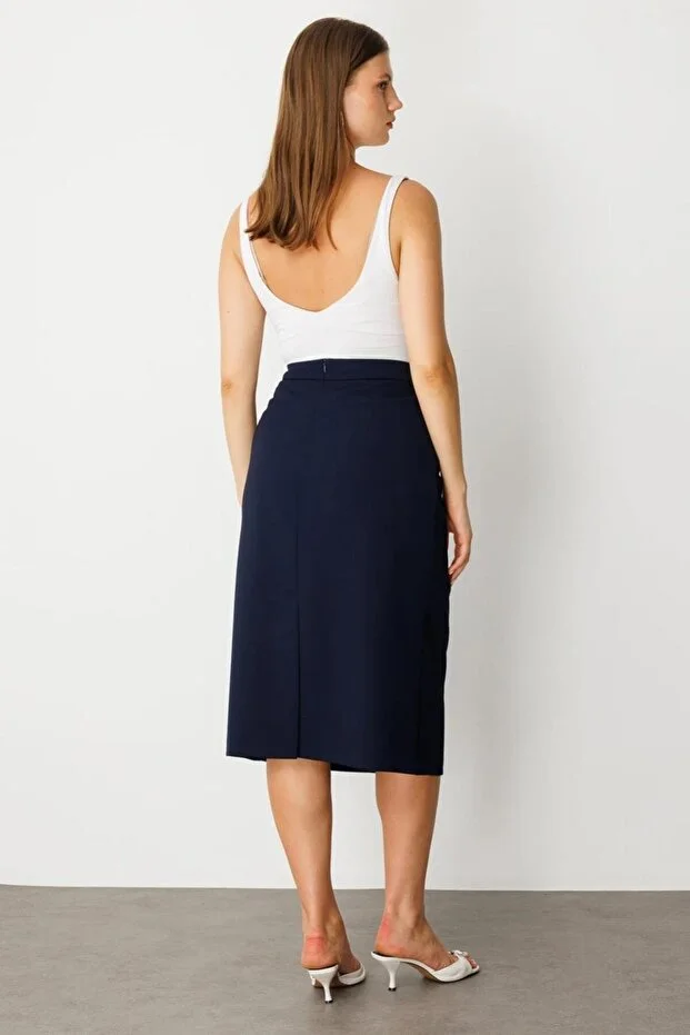 EKOL Büyük Beden Etek 1008 - Lacivert