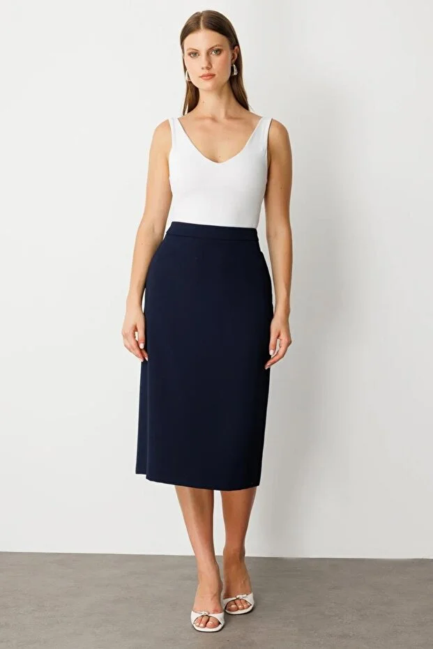 EKOL Büyük Beden Etek 1008 - Lacivert