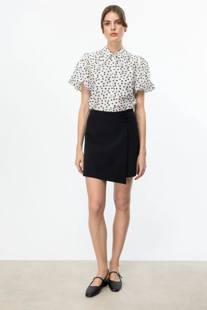 EKOL Beli Süs Düğümlü Şort Etek1034