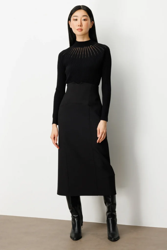 EKOL Yırtmaçlı Parçalı Etek 2013 - Siyah