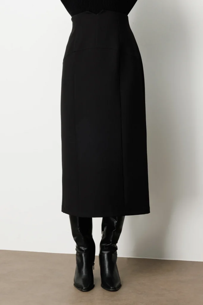 EKOL Yırtmaçlı Parçalı Etek 2013 - Siyah