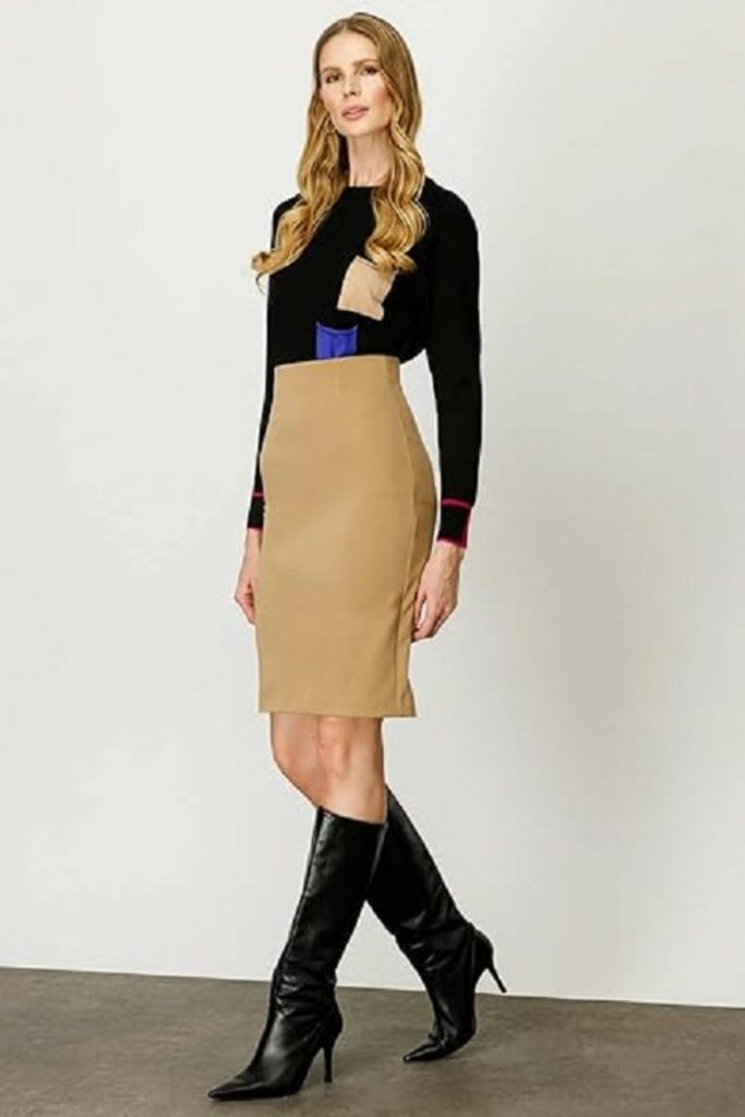 EKOL Kadın Kalem Etek 3003 - camel