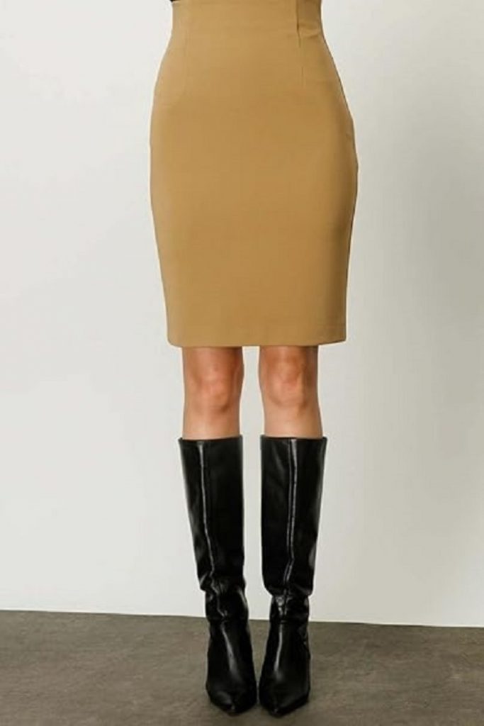 EKOL Kadın Kalem Etek 3003 - camel