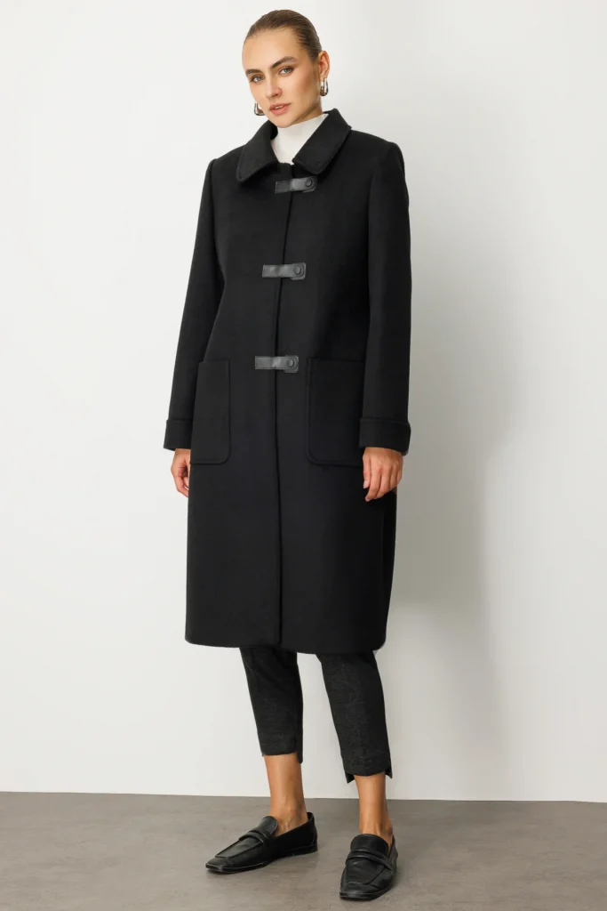 EKOL Deri Çıtçıtlı Torba Cepli Kaban 6075 - Siyah