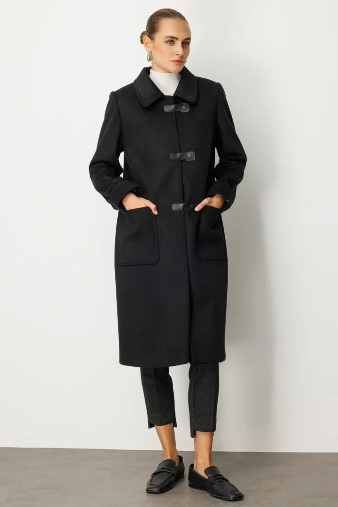 EKOL Deri Çıtçıtlı Torba Cepli Kaban 6075 - Siyah