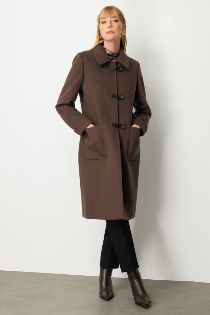 EKOL Deri Çıtçıtlı Torba Cepli Kaban 6075 - kahve