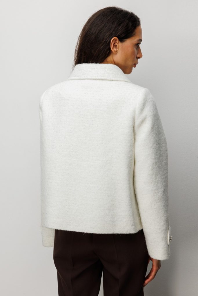 EKOL Süs Kapak Cepli Simli Mont 6089 - EKRU