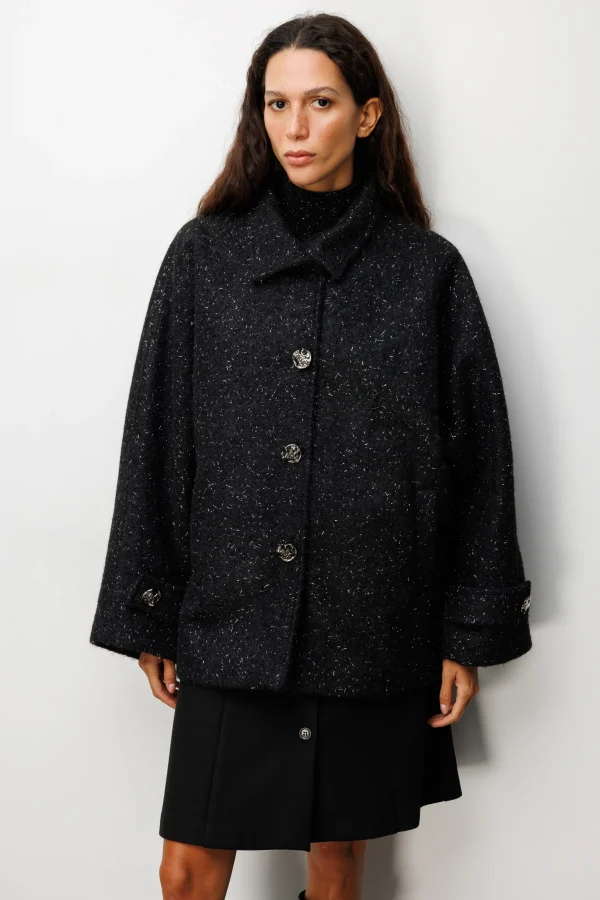 EKOL Yarasa Kol Simli Kaşe Kaban 6091