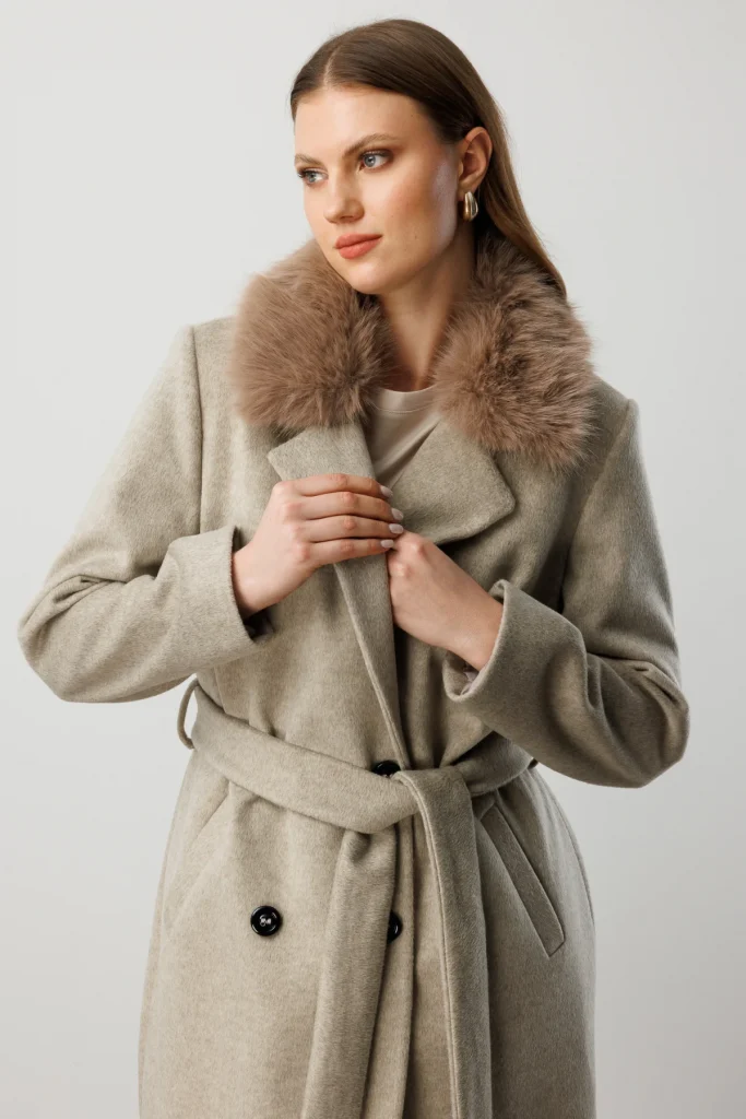 EKOL Yakası Kürklü Beli Kuşaklı Kaban 6311