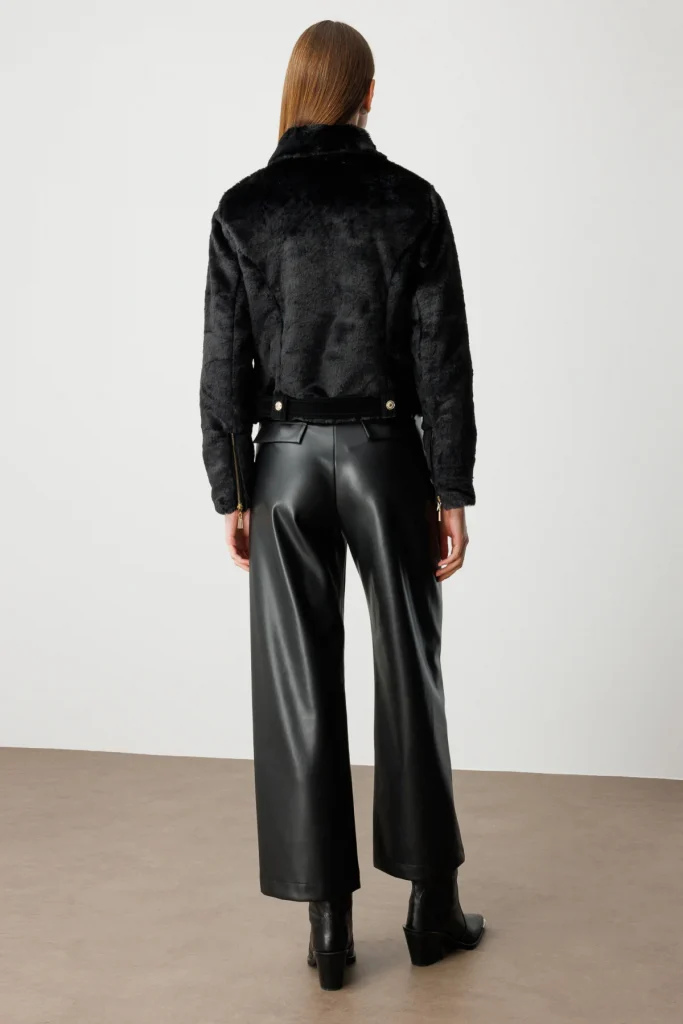 EKOL Beli Kemerli Mix Kumaş Mont 6605