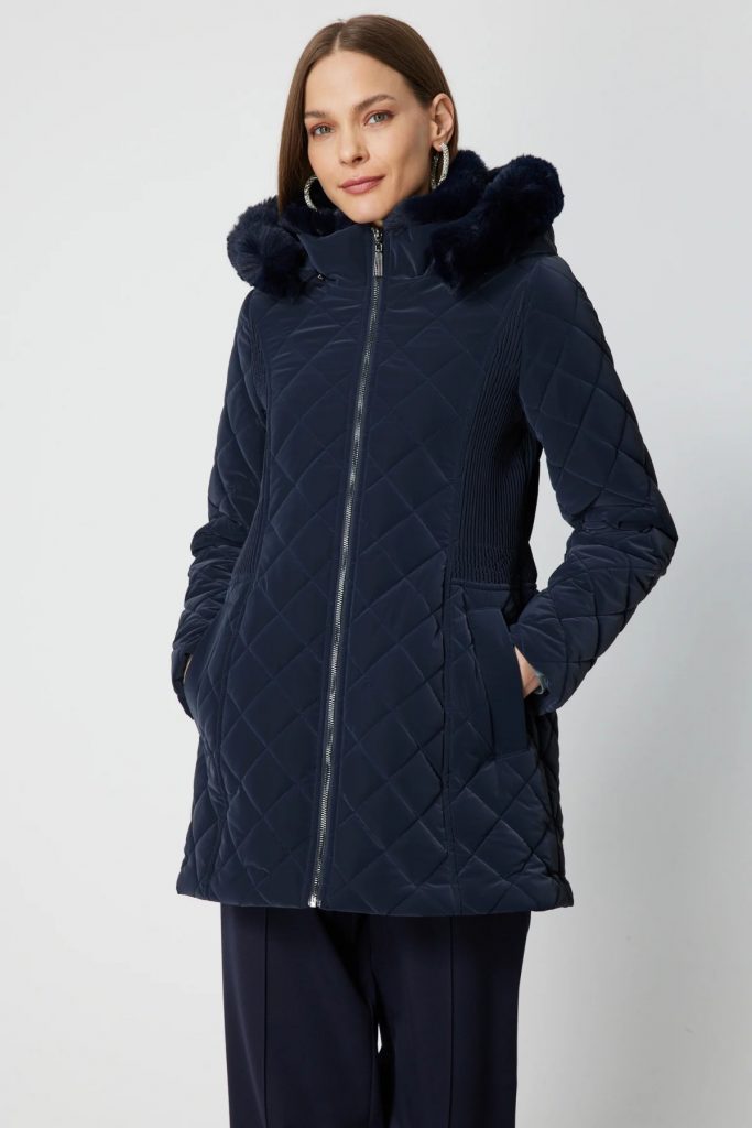 EKOL Dikiş Detaylı Kapüşonlu Şişme Mont  6617 - Lacivert