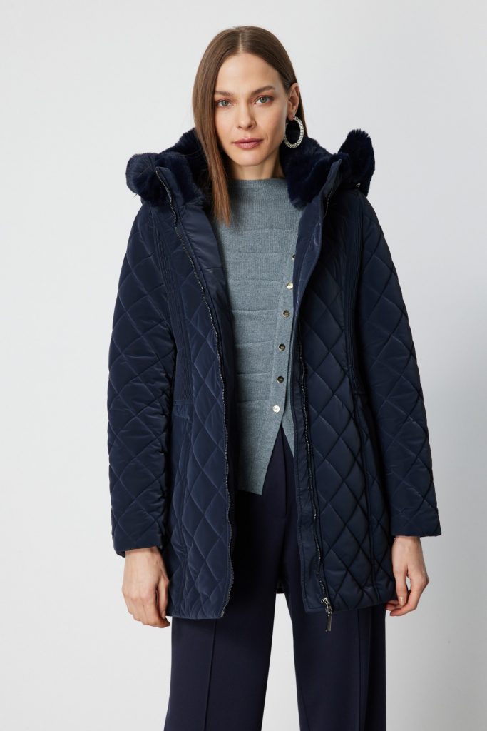 EKOL Dikiş Detaylı Kapüşonlu Şişme Mont  6617 - Lacivert