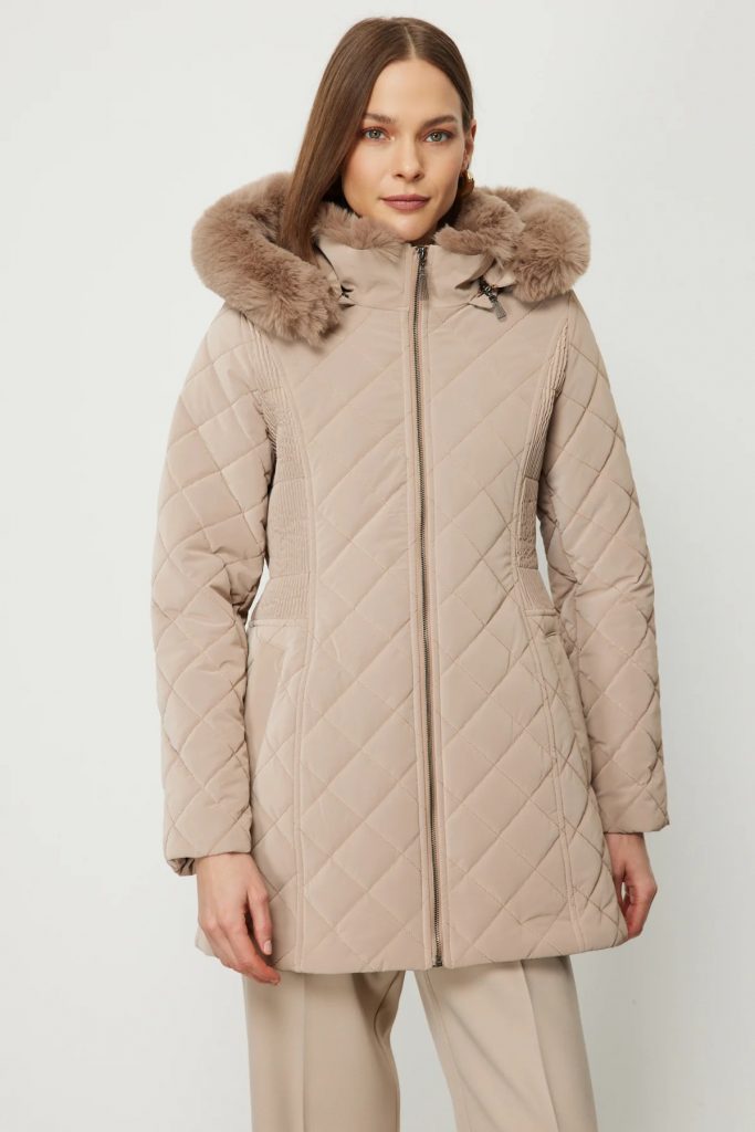 EKOL Dikiş Detaylı Kapüşonlu Şişme Mont  6617 - TAŞ