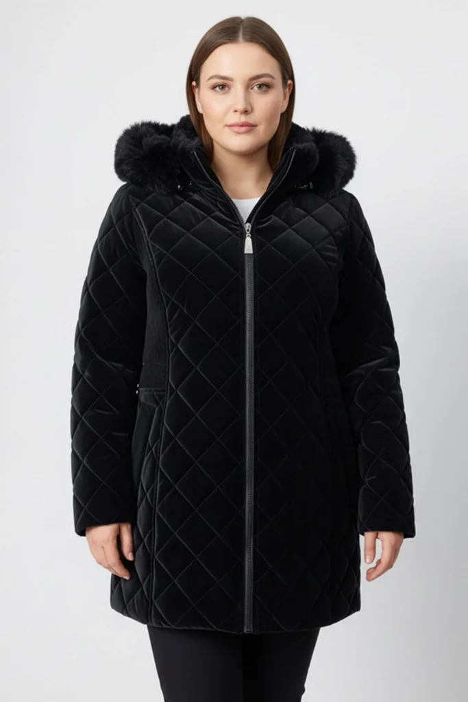 EKOL Yakası Kürklü Kapitone Şişme Kaban  6817