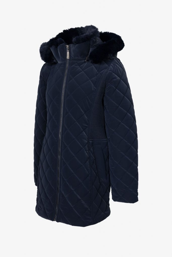 EKOL Yakası Kürklü Kapitone Şişme Kaban  6817 - Lacivert