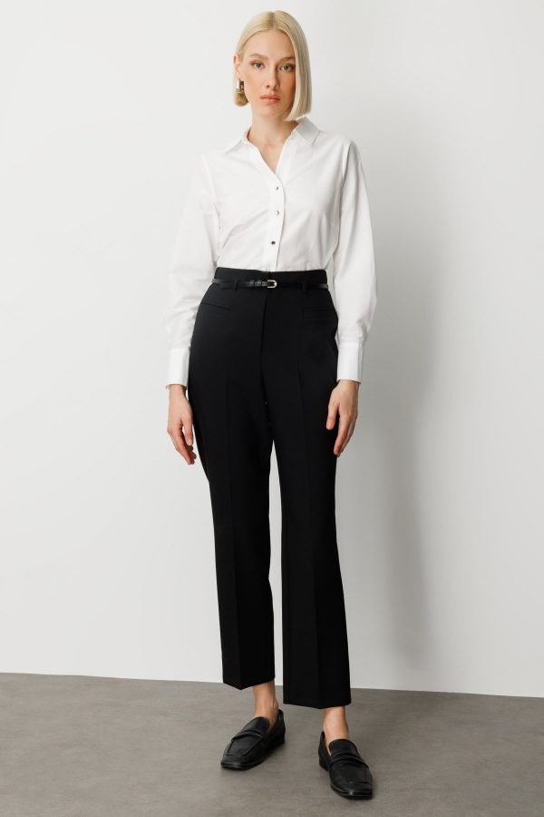 EKOL Beli Kemerli Boru Paça Pantolon 1001