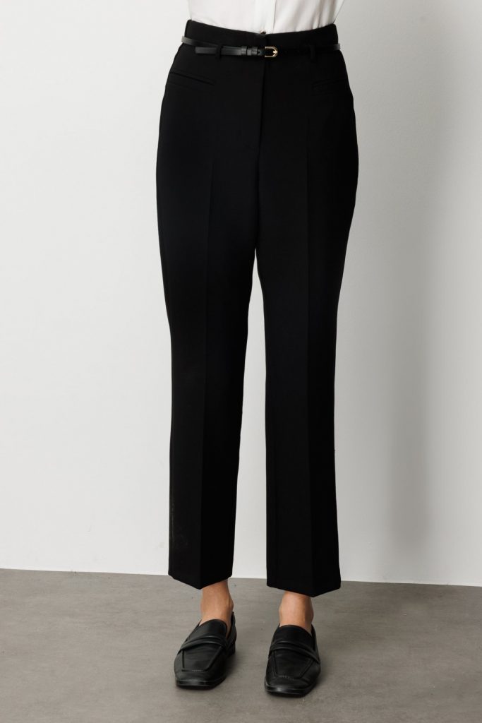 EKOL Beli Kemerli Boru Paça Pantolon 1001 - Siyah