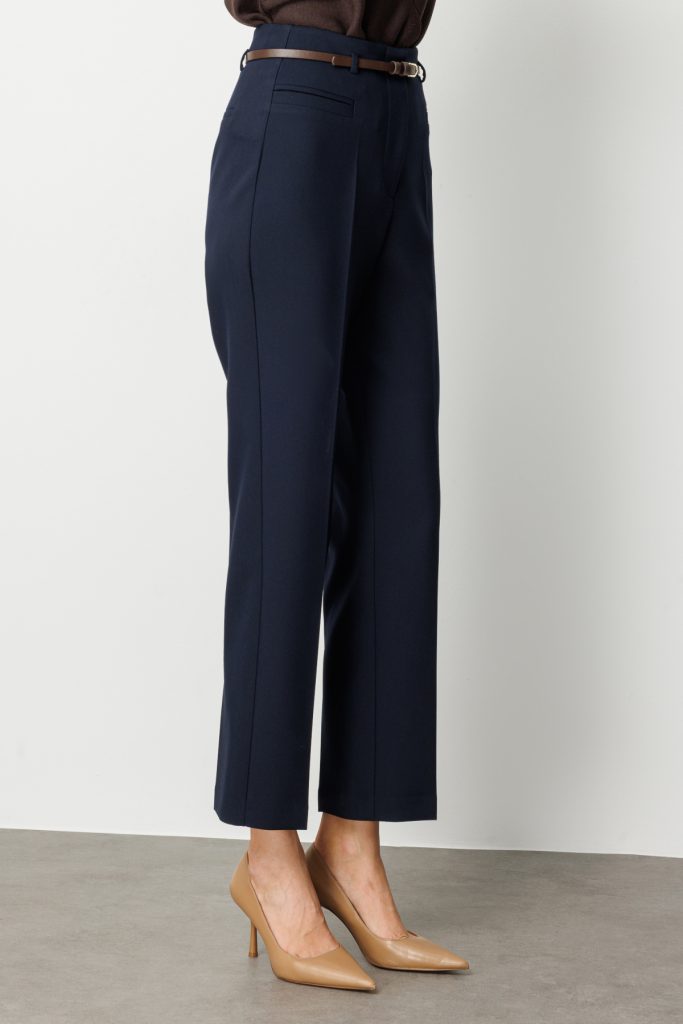 EKOL Beli Kemerli Boru Paça Pantolon 1001 - Lacivert